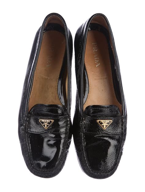 prada leather women loafers|Prada patent leather loafers women's.